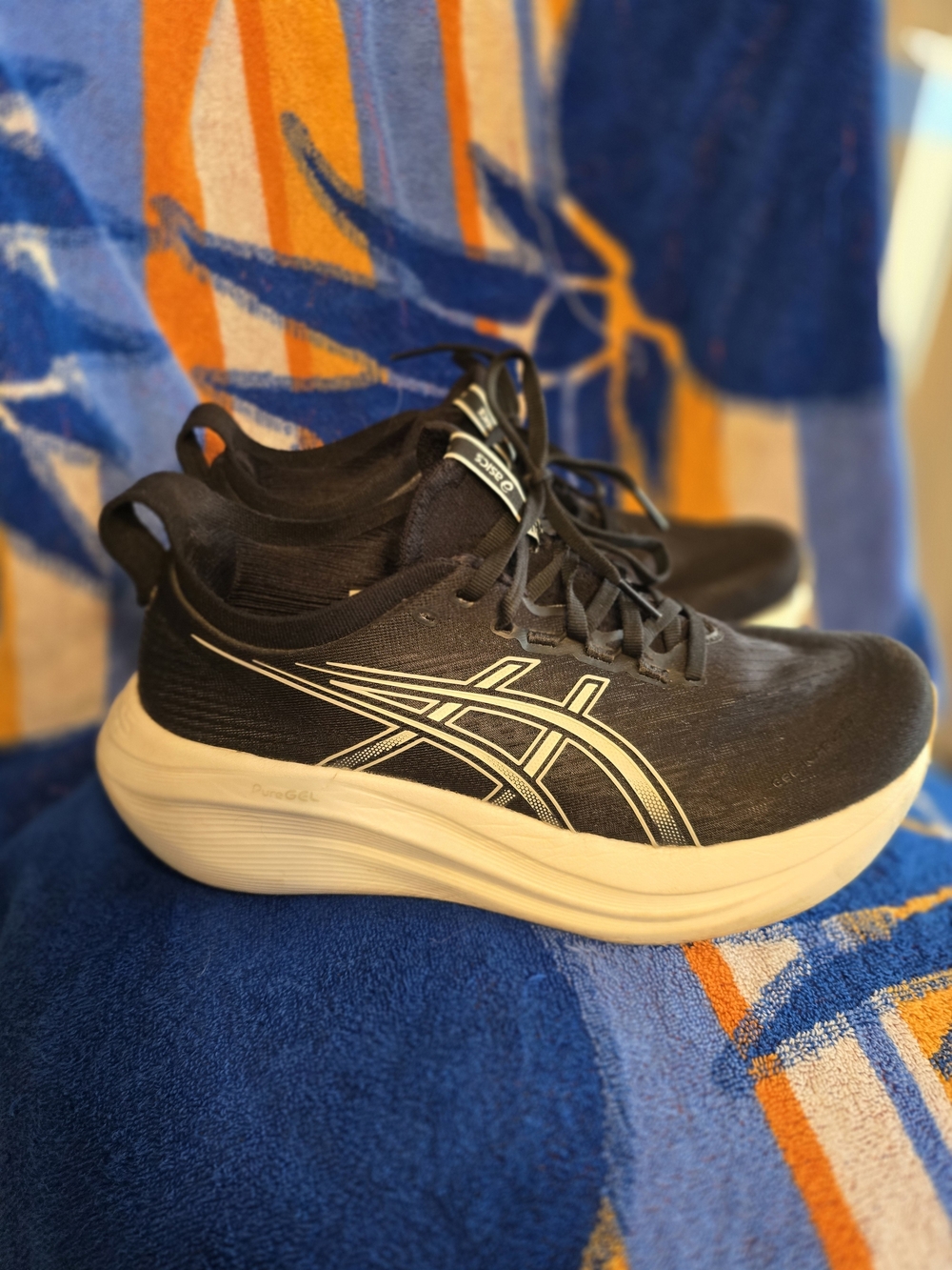 Asics Black Athletic Running Shoes with Cream Sole